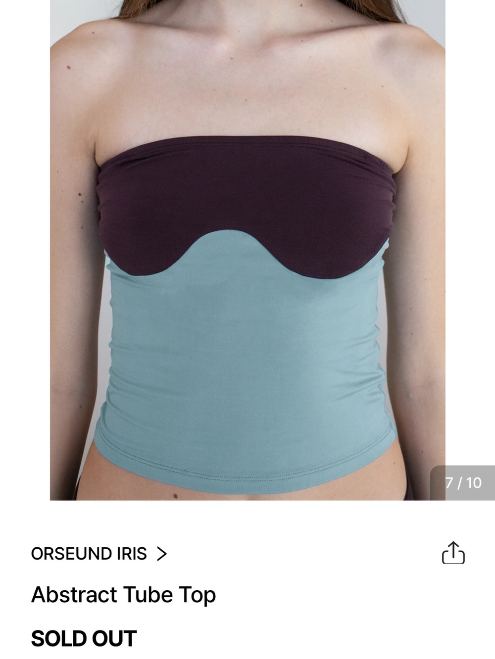Orseund Iris blue abstract strapless tube top Size XS
